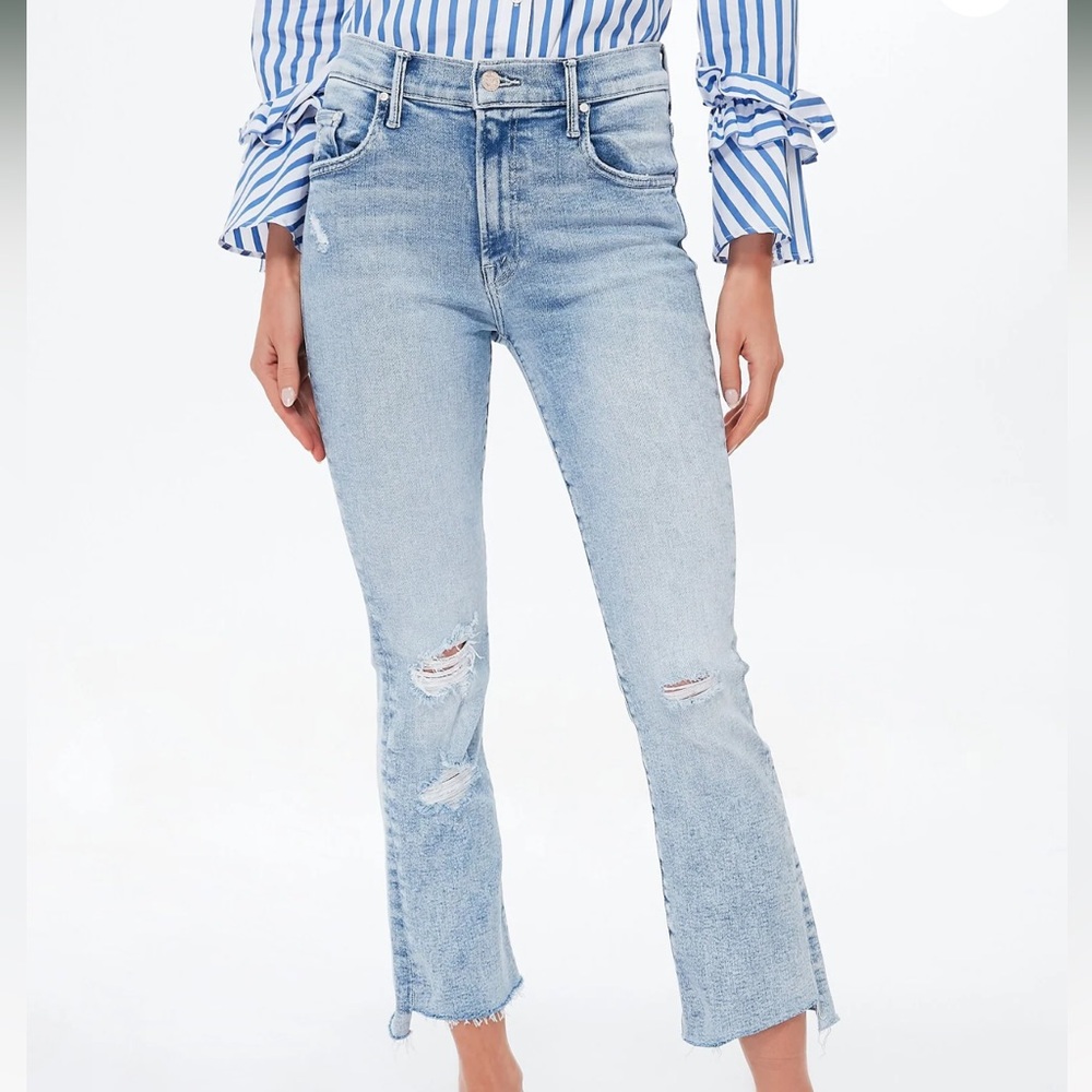 Mother insider crop fray jean